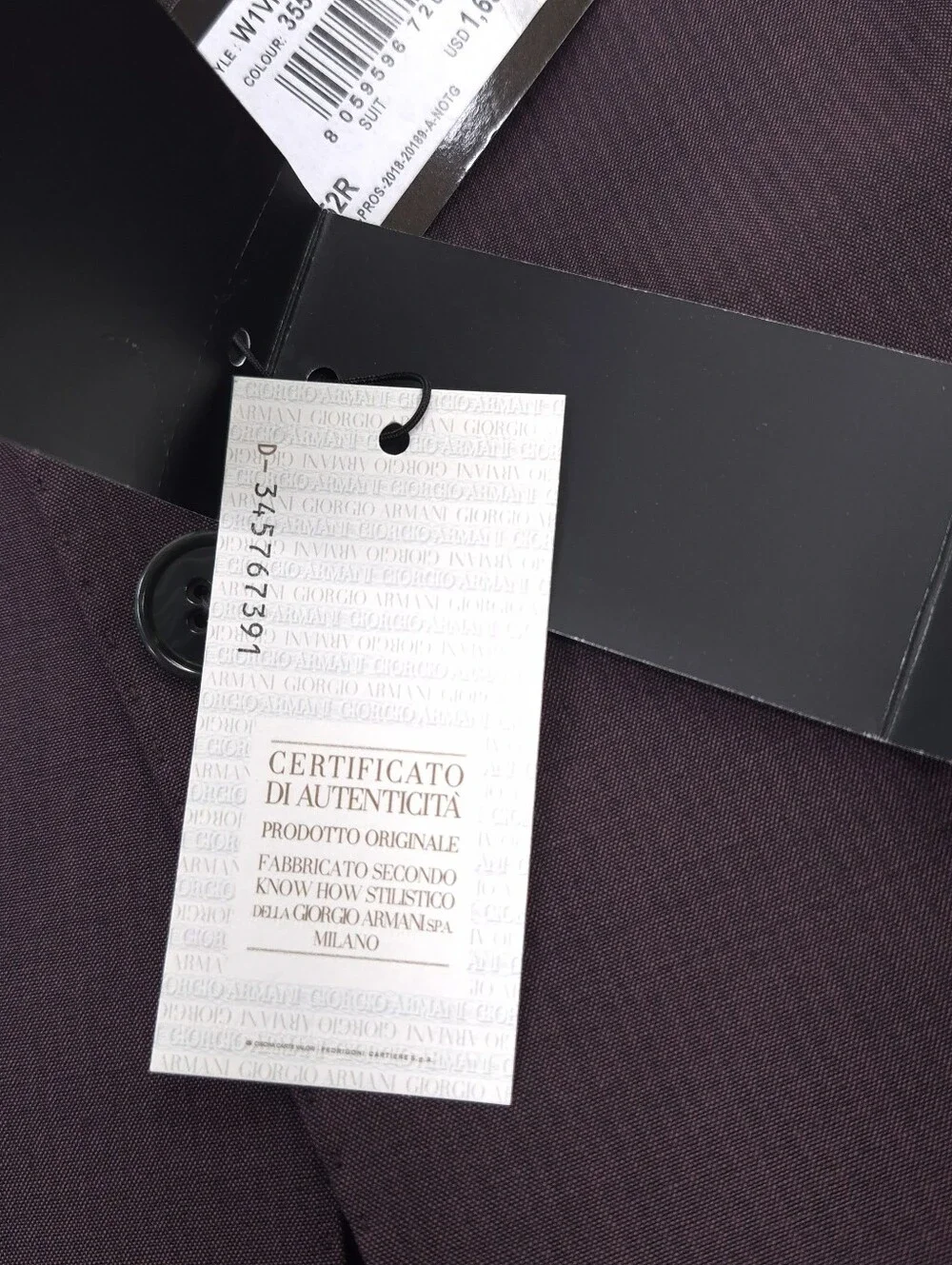 Emporio Armani M LINE Two-Piece Suit Blackberry Virgin Mohair Wool Tailored 52R